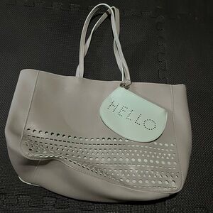 New never used Stylish Gray tote with mint green accents